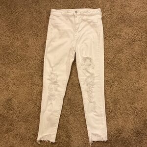 American Eagle Outfitters White Distressed Skinny Jeans